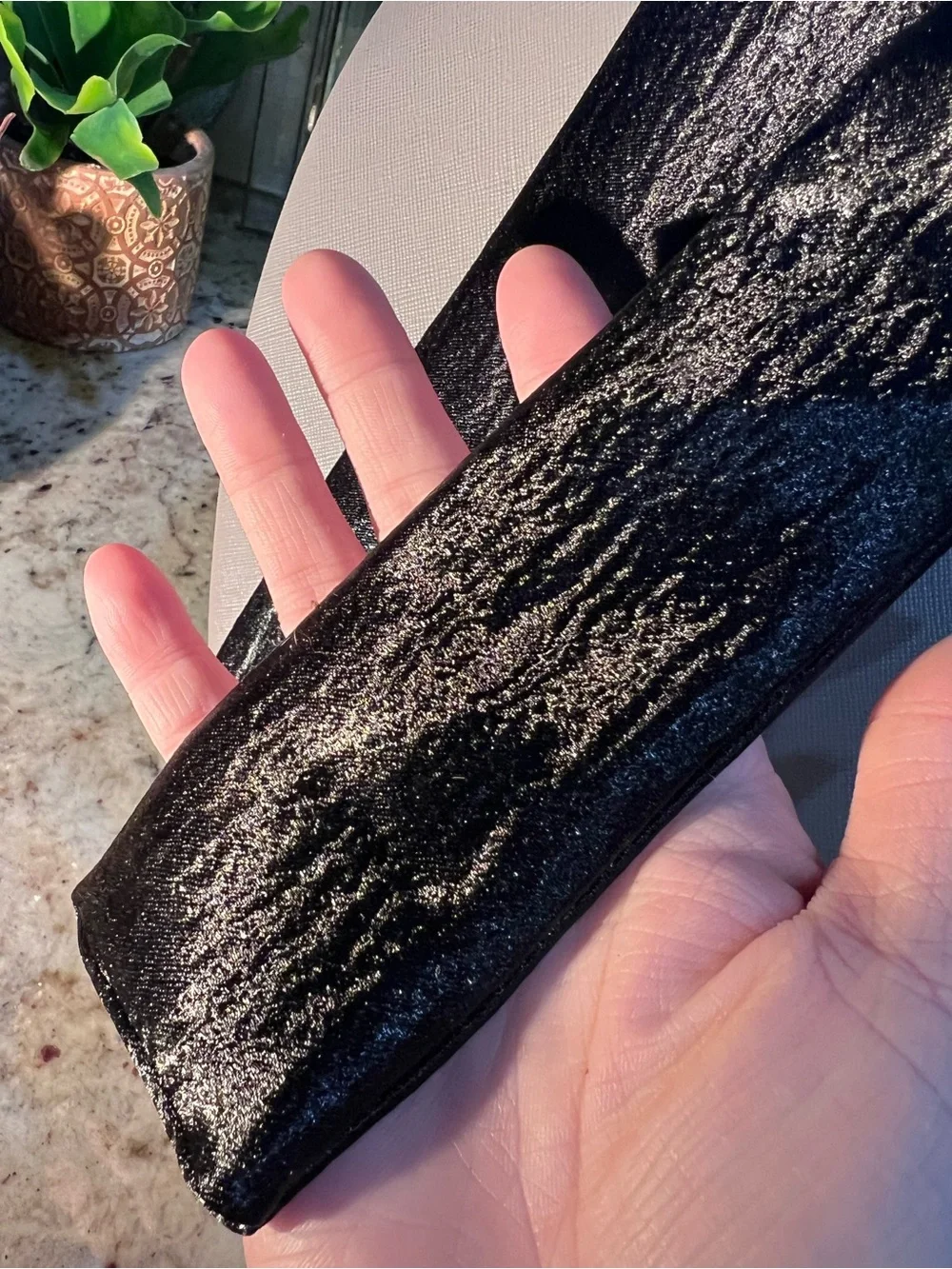 Vintage! Black Super-shiny Silky Satin Skinny Scarf